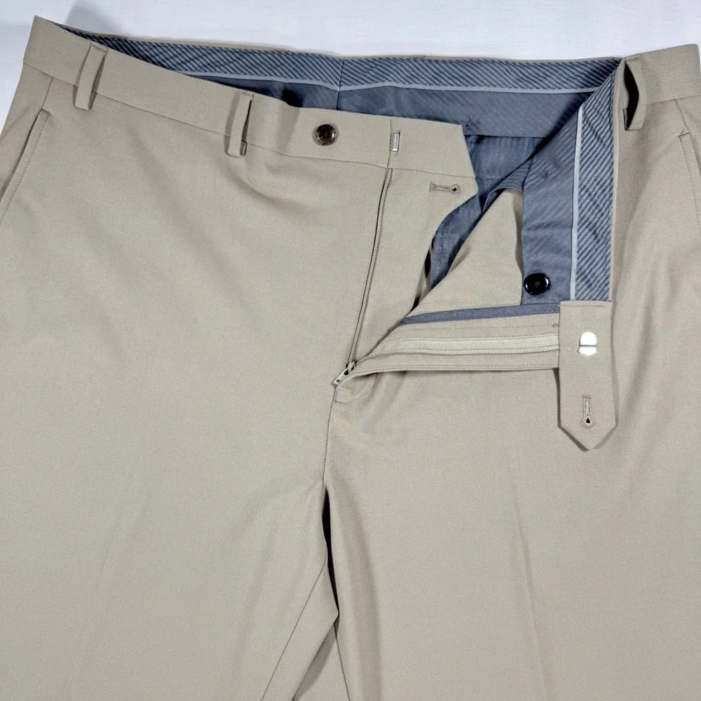 Michael Kors Mens Khaki Tan Dress Pants Recycled Stretch Trousers 40W 32L Luxury